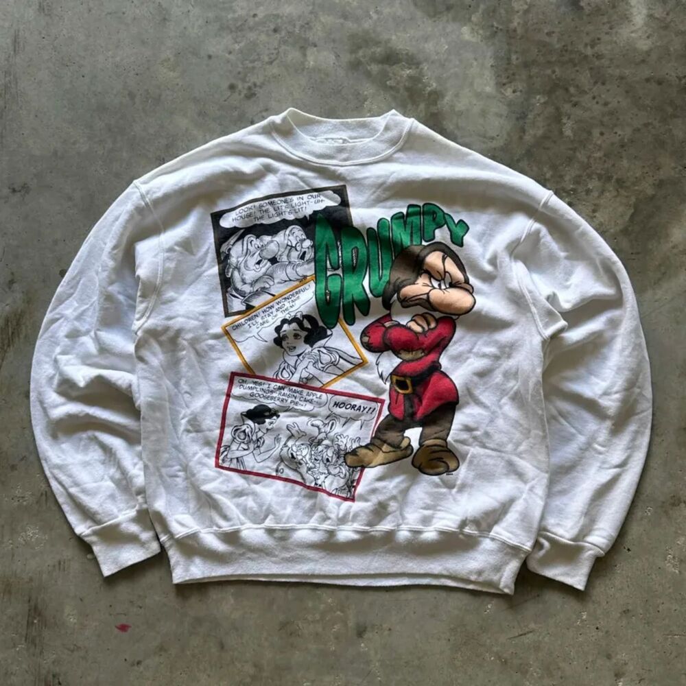 Vintage Disney Snow White And The Seven Dwarfs Grumpy Sweatshirt Size OSFA